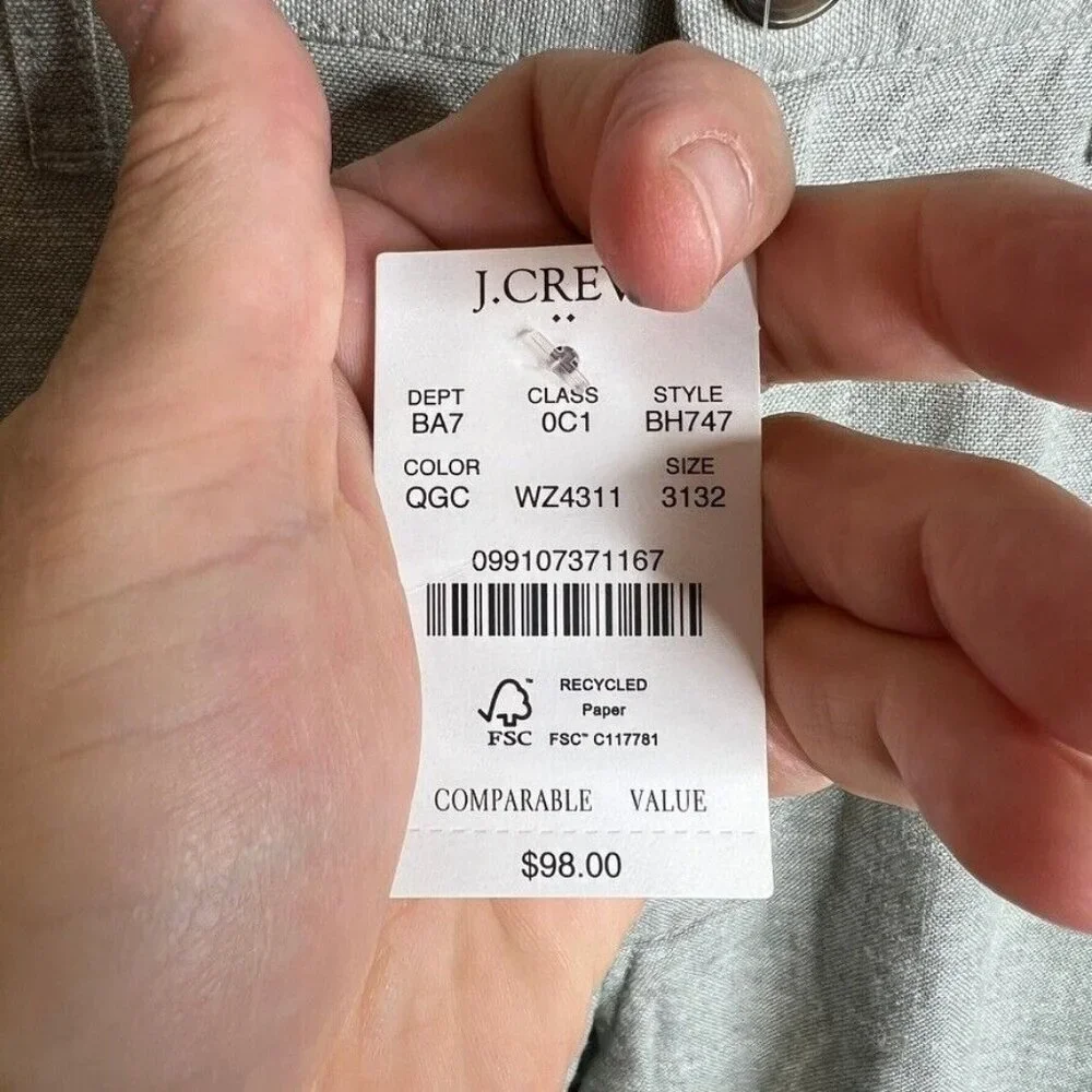 J.Crew $98 Straight-fit linen-cotton blend pant Quarry Green 31X32 BH747 - Picture 6 of 9